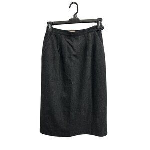 Liz Claiborne Pleated Pencil Skirt Charcoal Gray Sz 10 Wool Blend Career Office